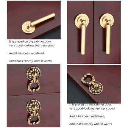 Single Hole Wardrobe Ring Handle European Antique Brass Cabinet Drawer