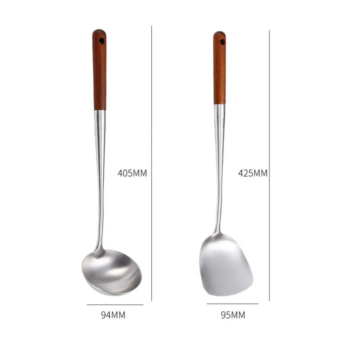 Stainless Steel Wok Spatula and Ladle Kitchen Set