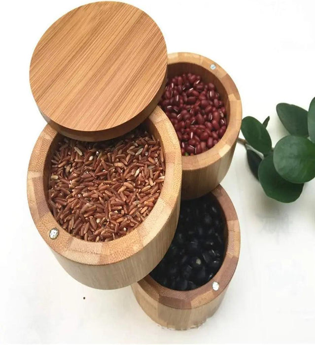Sustainable Bamboo Spice Organizer with Measuring Spoon - Elegant Kitchen Storage Solution