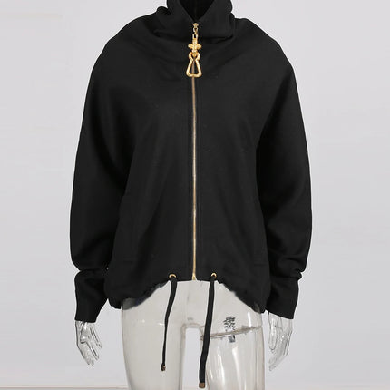 Women's Loose Patchwork Zipper Jacket – Raglan Sleeve Casual Outerwear