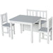 Modern Grey and White Kids Table Set with Storage Bench and 2 Chairs - Fun Design for Creative Play