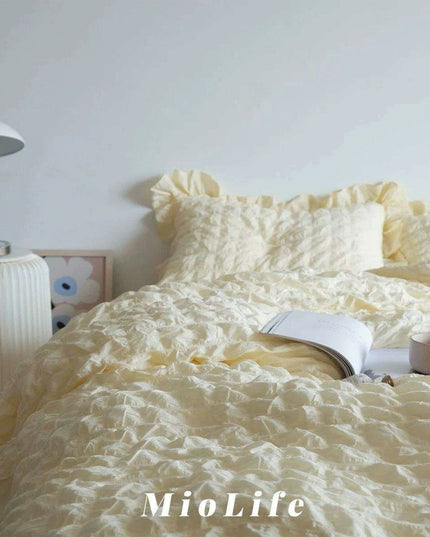 Kawaii Seersucker Ruffled Lace Bedding Collection