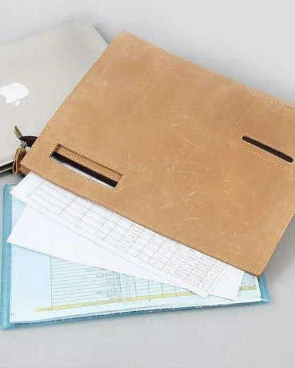 Sophisticated Leather Briefcase and Clutch Set with Unique Crazy Horse Features