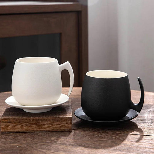 Luxurious Ceramic Office Mug - Vintage-Inspired Coffee Cup with Innovative Cup Seat Design