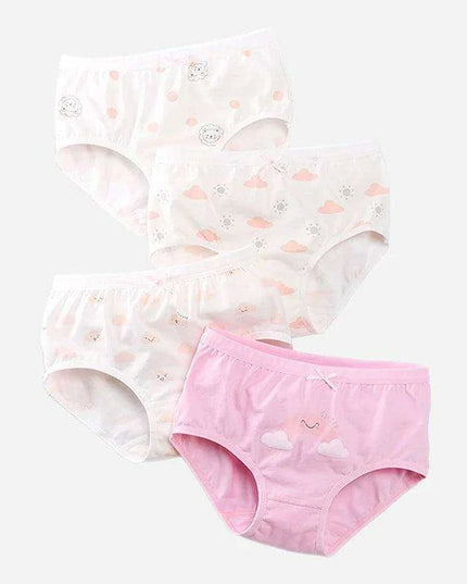 Kids' Summer Antibacterial Cotton Briefs 4-Pack - Fun Cartoon Underwear for Girls Ages 3-8, Soft and Breathable