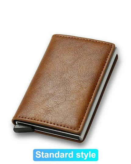 Sleek RFID-Blocking Leather Card Holder - Stylish and Secure Wallet for Men