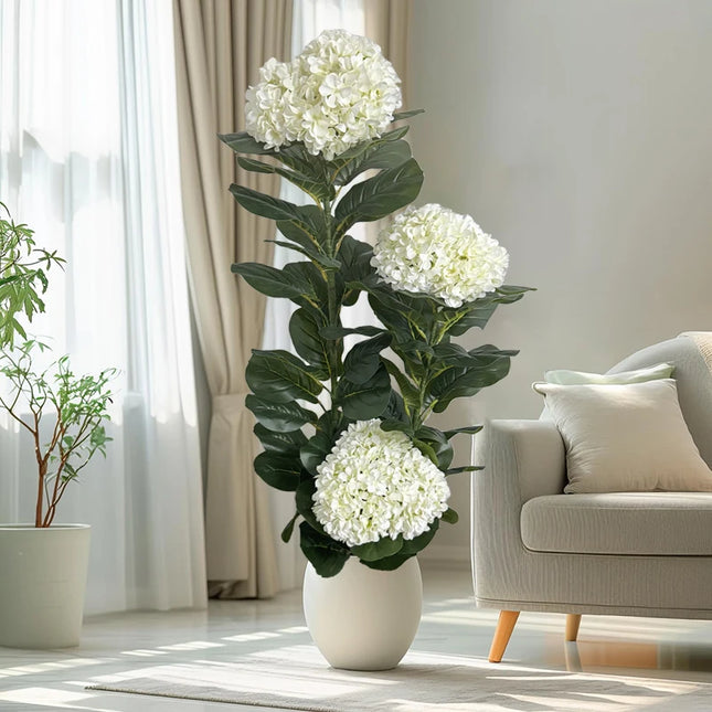 Artificial Hydrangea Plant — Blue or White, 50–150 cm, Without Pot