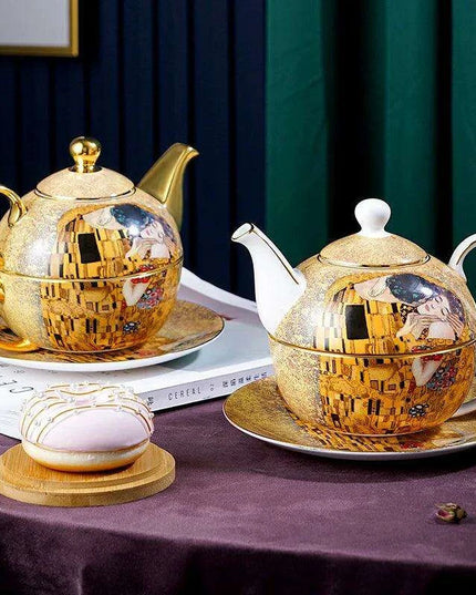 Regal Elegance: European Aristocracy Inspired Fine Bone China Tea Set with Exquisite Lady's Portrait