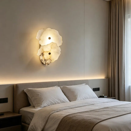 Natural Marble LED Wall Lamp — Copper Luxury Sconce, 1–9 Marble Shades