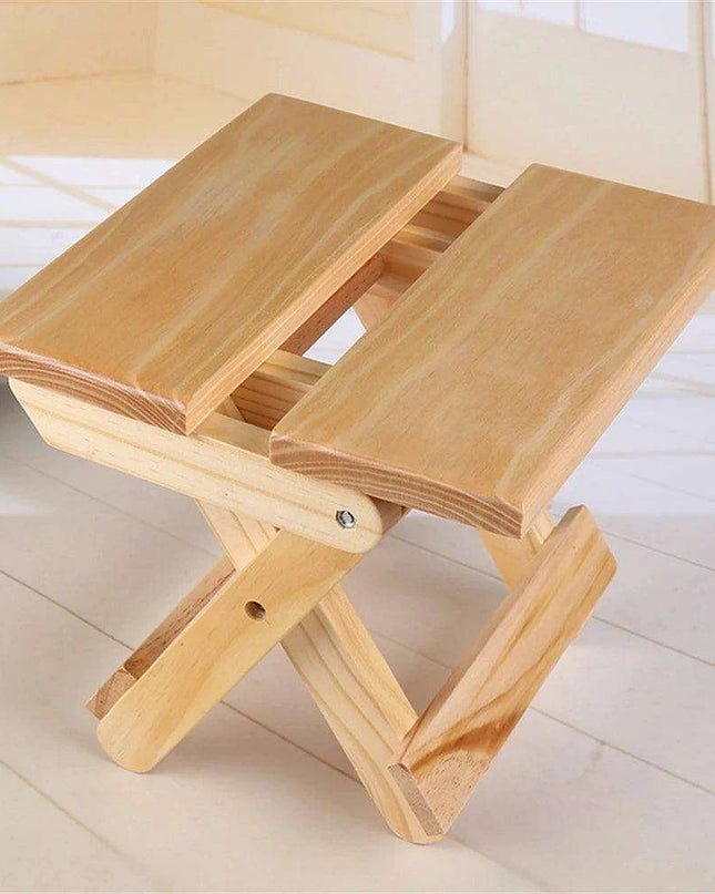 Kids' Solid Wood Folding Stool - Perfect Portable Seat for Camping & Home Use