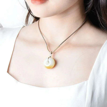 Natural Hetian Jade Hand-Carved Lucky Pendant Necklace
