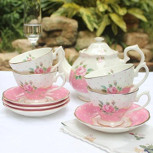 Elegant European Bone China Tea Set - Luxurious 9-Piece Collection for Espresso and Coffee