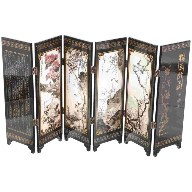 Elegant Vintage Chinese Mini Folding Room Divider for Home Décor