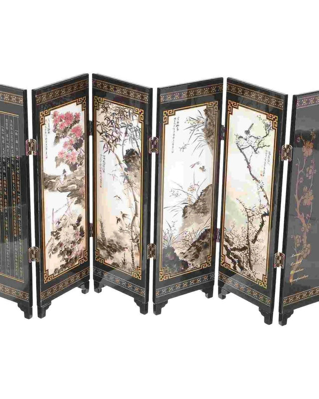 Elegant Vintage Chinese Mini Folding Room Divider for Home Décor