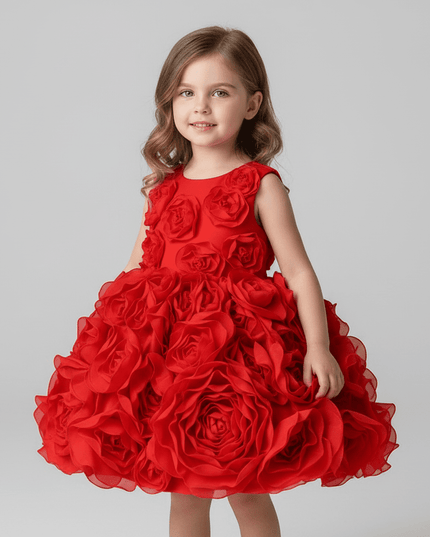 Eid Celebration Luxury One-Piece Dress for Young Girls - Elegant Birthday Party Outfit