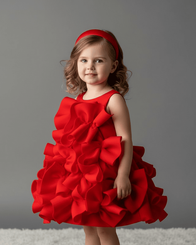 Eid Celebration Luxury One-Piece Dress for Young Girls - Elegant Birthday Party Outfit