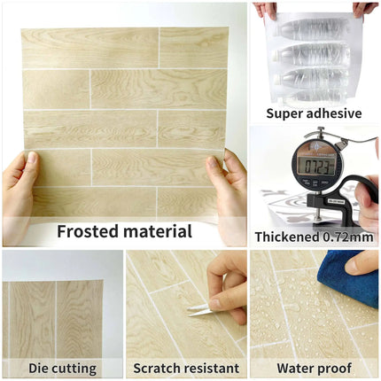 My Funny Life Self-Adhesive Wood Grain Floor Wallpaper - Thickened, Pe