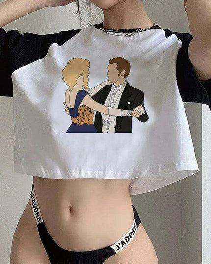 Gothic Y2K Vampire Diaries Inspired Crop Top - Edgy Streetwear for Trendsetting Girls