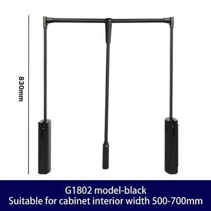 Retractable Pull-Down Wardrobe Rail — Hydraulic Double Buffer, 35kg, Aluminium | Très Elite