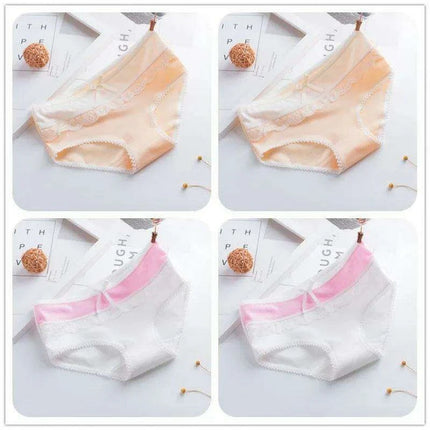 Elegant Lace Briefs Set for Teens – 4-Pack Comfort Underwear for Ages 9-20