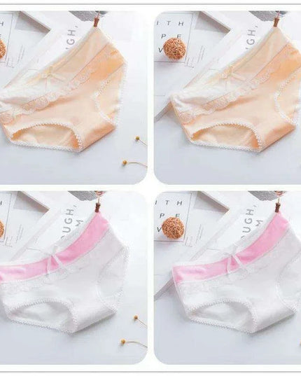 Elegant Lace Briefs Set for Teens – 4-Pack Comfort Underwear for Ages 9-20