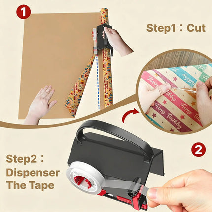 Paper Roll Cutter with Slide Rail & Ergonomic Handle — Gift Wrapping & Crafts