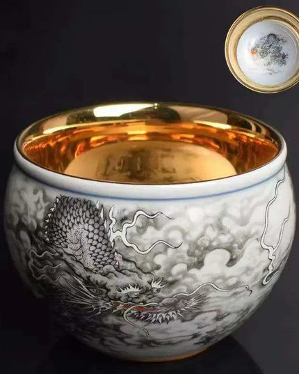 Chic Blue and White Enamel Ceramic Tea Cup Collection - Elevate Your Tea Experience