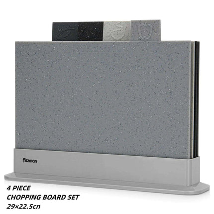 Vibrant Color-Coded Anti-Bacterial Cutting Board Set with Smart Organizer - 4-Piece Collection