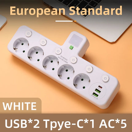AXUS Store 4-Socket Power Strip with 2 USB & 1 Type-C Ports, 2500W
