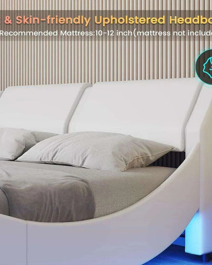 Modern LED-Illuminated Upholstered Bed Frame with Customizable Color Options
