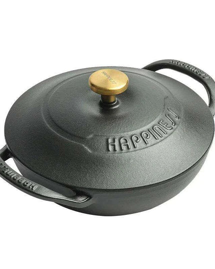 Versatile 21cm Enamel-Coated Cast Iron Stew Pot for Low-Pressure Cooking