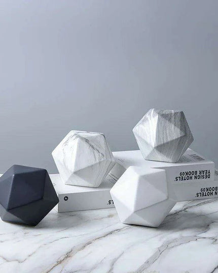 Elegant Marbled Ceramic Geometric Polyhedron Decorative Ball