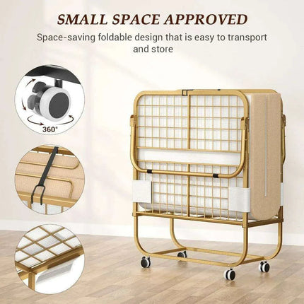 Luxurious Gold Convertible Folding Sofa Bed with Comfortable Mattress - 75” x 31”