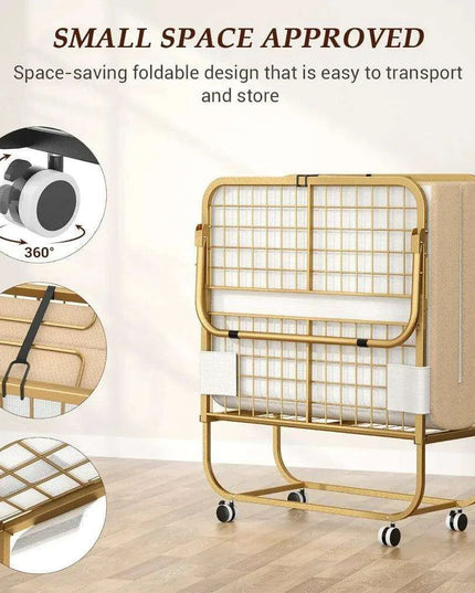 Luxurious Gold Convertible Folding Sofa Bed with Comfortable Mattress - 75” x 31”