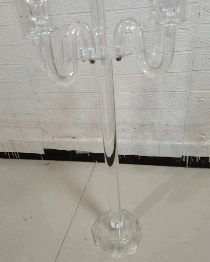 Elegant 5-Arm Transparent Acrylic Candelabra Holders for Stunning Event Decor