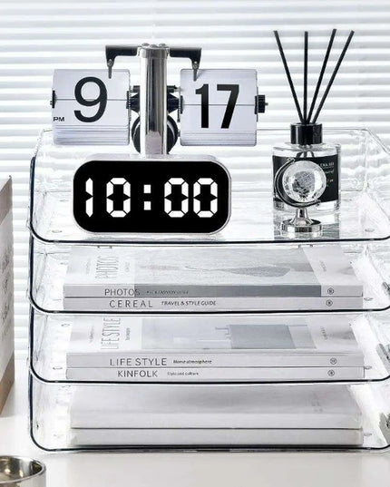 Transparent Acrylic A4 File Storage Organizer - Stackable Desktop Rack for Papers and Magazines
