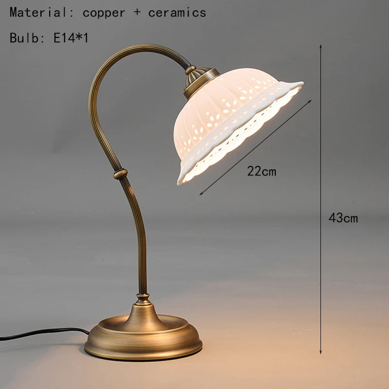 Nordic Copper & Ceramic LED Desk Lamp – Warm & Neutral Light