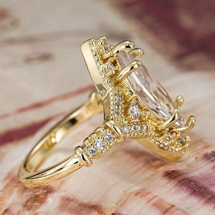 Huitan Sparkling Cubic Zirconia Engagement Ring - Elegant Wedding Jewe