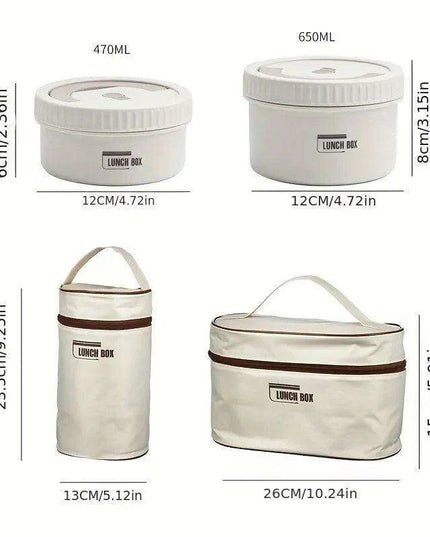 Stainless Steel Thermal Bento Lunch Box Set with Portable Stackable Design