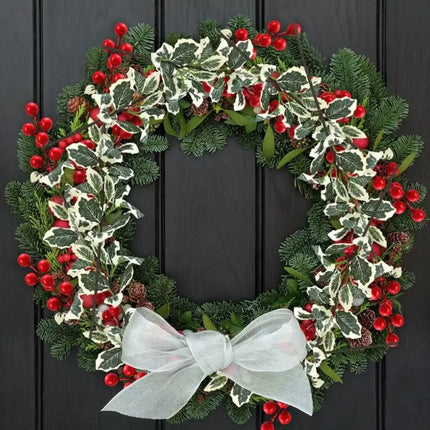Artificial Red Berry Picks with Frosted-Look Leaves, 45 cm, Set of 5