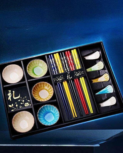 Sophisticated Ceramic Sushi Dining Set with Artisan Chopsticks in Premium Gift Packaging