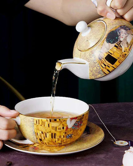 Regal Elegance: European Aristocracy Inspired Fine Bone China Tea Set with Exquisite Lady's Portrait