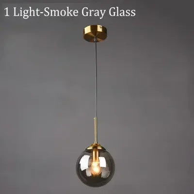 Glass Pendant Lamp — Amber, Smoke Gray & Clear, E27, 1 or 3 Light