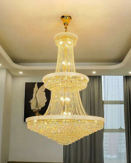 Opulent Chrome Crystal Chandelier - Elegant Lighting Solution for Luxury Hotels, Villas, and High-End Interiors
