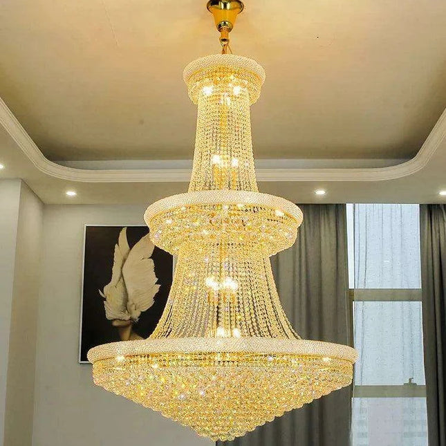 Opulent Chrome Crystal Chandelier - Elegant Lighting Solution for Luxury Hotels, Villas, and High-End Interiors