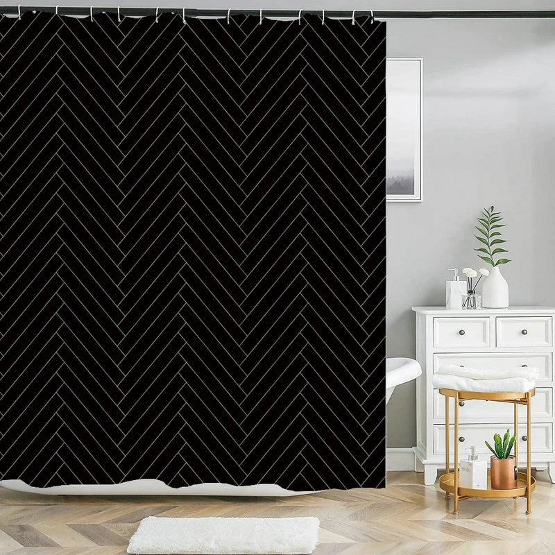 Waterproof Polyester Shower Curtain with Hooks