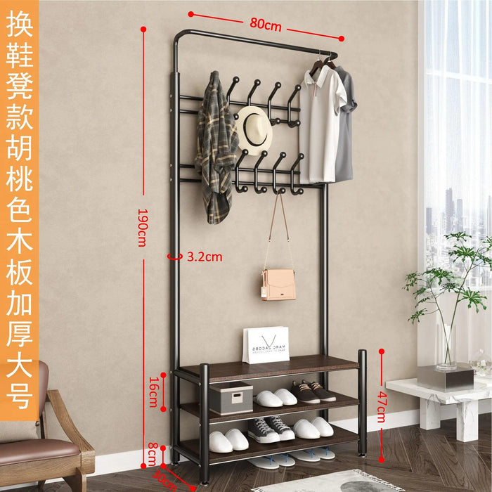 Modern Entryway Organizer with Hooks - Stylish Storage Solution for Shoes and Coats