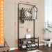 Modern Entryway Organizer with Hooks - Stylish Storage Solution for Shoes and Coats