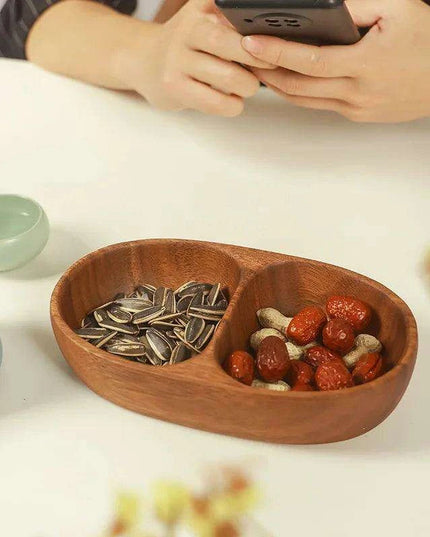 Artisanal Acacia and Walnut Wood Serving Bowl and Platter Collection