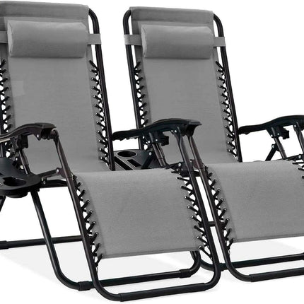 Luxury Zero Gravity Lounge Chairs Set with Accessories in Elegant Black